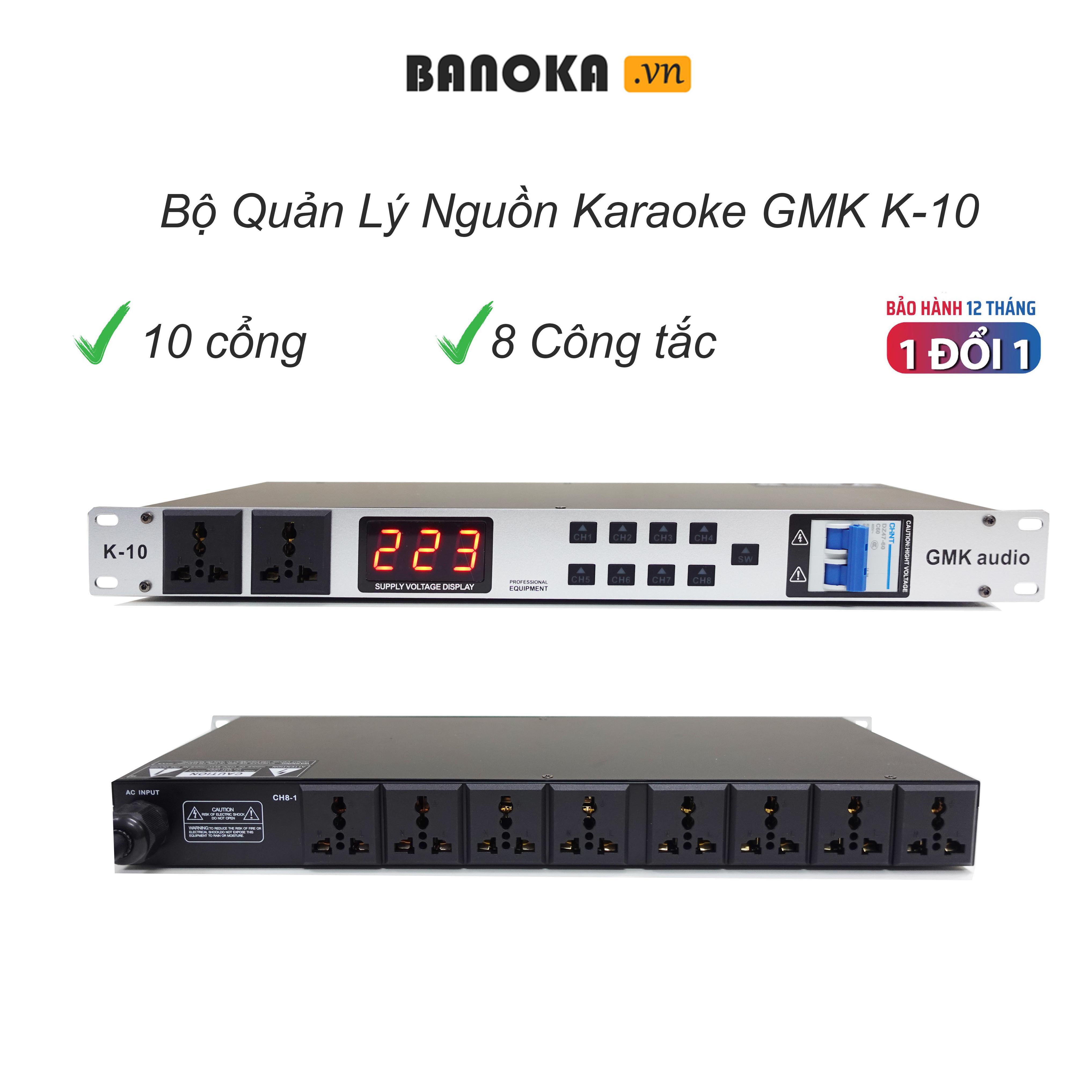 Bộ quản lý nguồn GMK audio K-10 | Công tắc riêng, 10 cổng nguồn | Bảo hành 12 tháng
